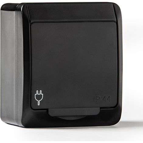 Base t/tl estanca, ip44 16 a 250 v, negro, blister