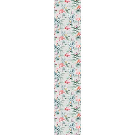 Papier Peint Intissé Pré-encollé Rouleau Wallpaper Gris Oiseaux Tropicaux Roses et Fleurs du Paradis Adhésif Décorative - 1 Roulle de H300 x L60 cm (1/4)