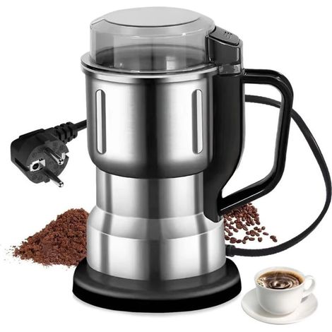 Moulin à café électrique, 200 W, 500 ml, acier inoxydable, pour grains de café, épices et noix, idéal pour la cuisine, la maison, le bureau et les voyages.-AquaForge (1/5)