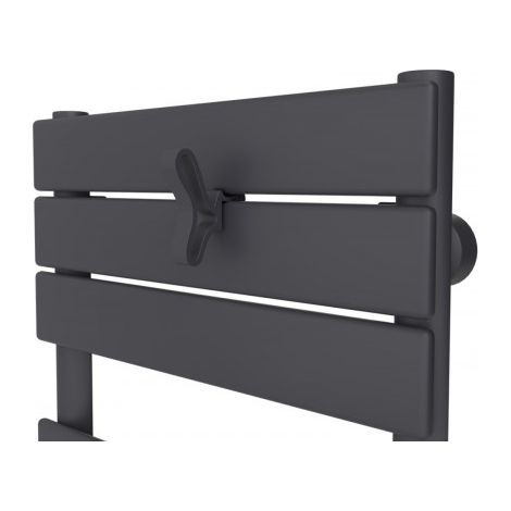 Atlantic – Patère de salle de bain papillon graphite pour sèche-serviettes lames plates – Fixation murale – Longueur 30cm – Pour espaces confinés (1/4)
