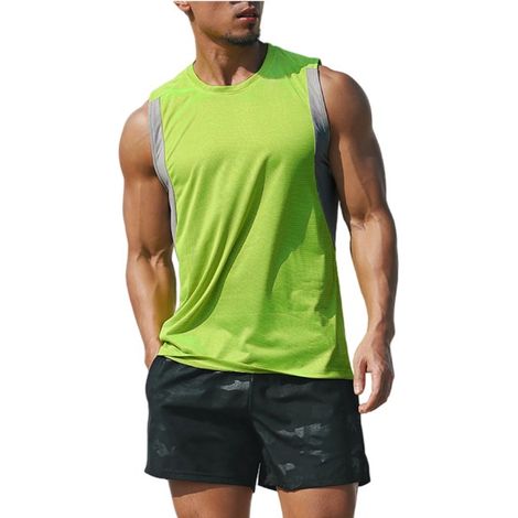 Débardeur de sport homme été, tee-shirt running sans manches, sèche rapidement, fitness gym, musculation, maillot respirant, vêtement actif, top de running. (1/3)