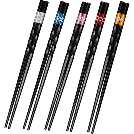 Baguettes créatives en alliage, simples et antidérapantes, style chinois/japonais, ensemble de 5 paires pour toute la famille (1/5)