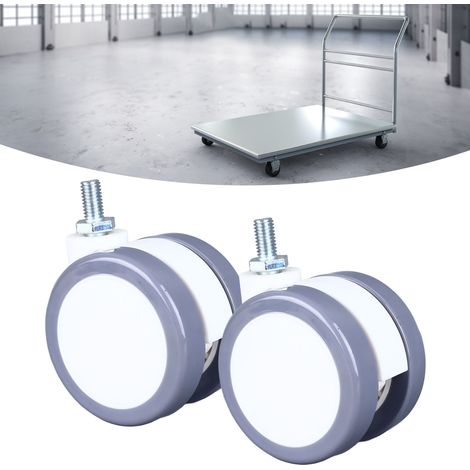 Zwei geräuscharme 2,5-Zoll-Lenkrollen für Möbel und medizinische Anwendungen mit Schraubenbremsen und einer Tragfähigkeit von 30 kg. (1/5)