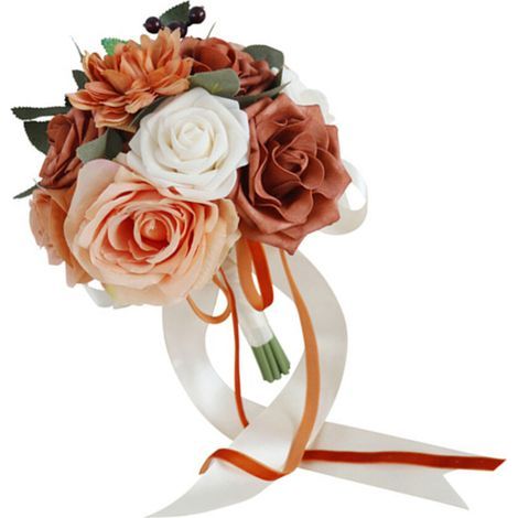 Bouquet de roses pivoines artificielles de mariage,-orange sale