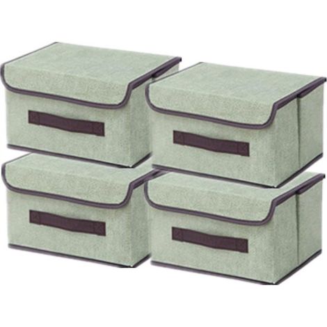 4 cajas de almacenamiento plegables con tapa - Cajas de tela para organizar armarios y habitaciones (26x19x16cm) (1/5)