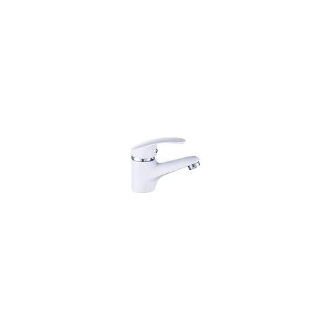 Grifo de fregadero blanco, mezclador de agua fría y caliente, rociador, grifo de fregadero, mezclador de agua fría y caliente, conjunto de desagüe, caño cascada, utensilio de cocina, cabezal (1/5)