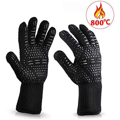 Guanti da barbecue, guanti da forno resistenti al calore fino a 800°C, guanti da cucina resistenti al calore e antiscivolo, guanti da cucina termici per barbecue/forno/griglia/camino/saldatura/cottura