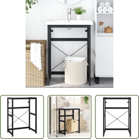 vidaXL Eisen Waschtischgestell -  Badezimmer Waschtischgestell Schwarz 59x38x83 cm Eisen