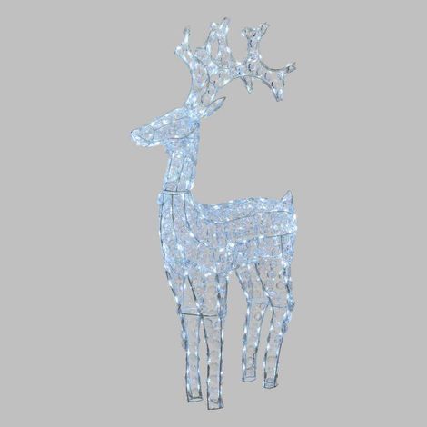 Renne lumineux de Noël cristaux acryliques H1.2M 250 LED blanc froid extérieur professionnel Lotti (1/5)