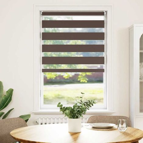 Store enrouleur zébré 70,9 x 120 cm, largeur du tissu 66,7 cm, marron café (1/5)