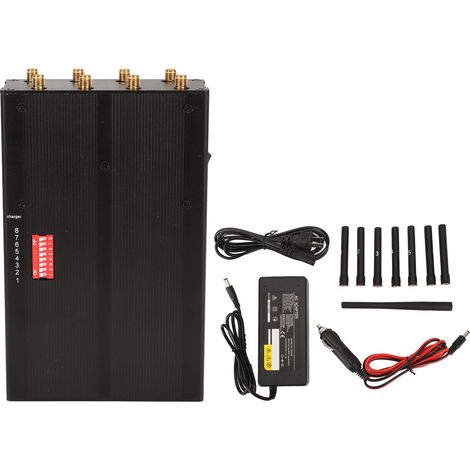 Brouilleur de signal à 8 antennes, rayon d'interception 15m, bloqueur anti-enregistrement pour GSM 4G WIFI, prise US, AC100-240V (1/5)