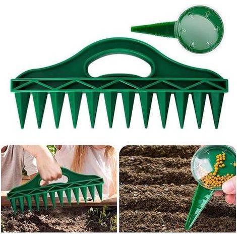 Kit semis à semences, 12 trous, aide à la plantation avec outil de semis portable et réglable, aide à semer pour planter des légumes et des fleurs de jardin (1/5)