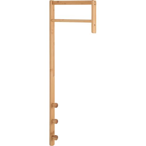 Porta-abiti da parete Trento in bambù naturale 30x82 cm