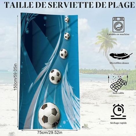 Football Towel Beach Microfibre Lightweight Quick Dry Ideal Outdoor Sports Camping 80 x 160 cm (1/3)