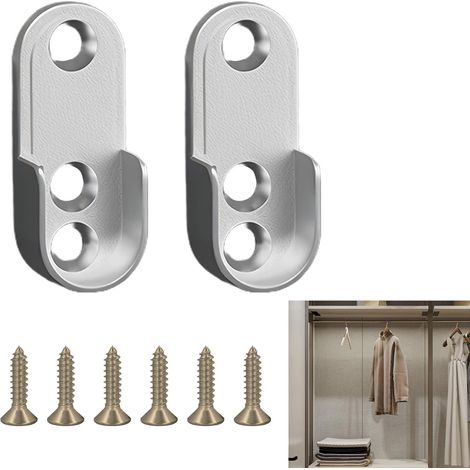pezzi Staffe ovali per asta appendiabiti, supporto ovale, supporto per asta armadio, lega di zinco 30×15 mm, include 6 viti, lega di zinco per asta appendiabiti, armadio