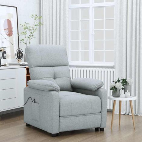 vidaXL Sillón reclinable eléctrico tela gris claro (1/5)