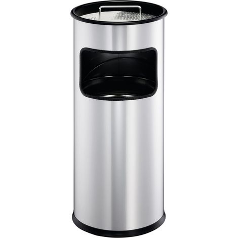 Durable Papierkorb metall mit Ascher Silber 17l