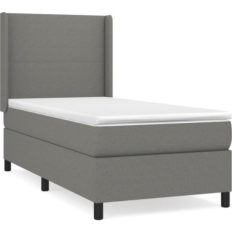 Maison Exclusive - Cama box spring con colchón tela gris oscuro 1 (1/5)