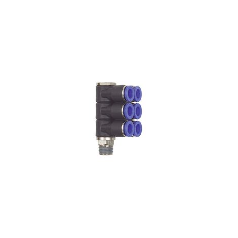 Riegler L-Mehrfachverteiler »Blaue Serie«, 6-fach, drehbar, R3/8 a. Ø 12mm (1/2)