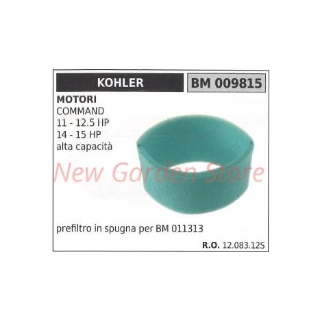 Prefiltro aria in spugna KOHLER trattorino rasaerba COMMAND 11 12.5 HP 009815
