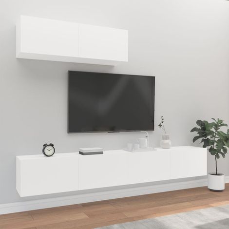 Set de muebles de TV 3 piezas madera contrachapada blanco vidaXL