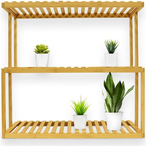 Etagère en bambou Kano Etagère pour plantes & décoration 3 Étages 68 x 30 x 71 cm Entretien facile (1/5)