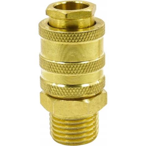 Raccord rapide pneumatique en laiton, filetage 1/2", pression max. 35 bar, Kraft&Dele (1/5)