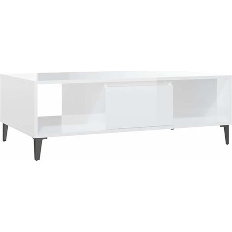 Maison Exclusive - Tavolino Salotto Bianco Lucido 103,5x60x35 cm Legno Multistrato (1/5)