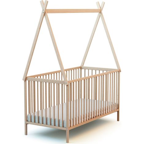 WEBABY - Lit bébé en bois 70 x 140 cm avec tipi (1/3)