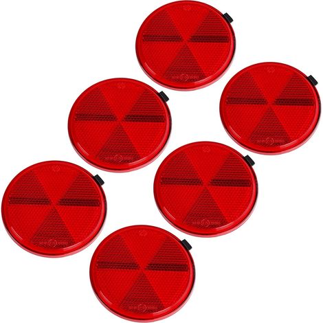 Réflecteurs autocollants ronds rouges de sécurité pour poteaux de portail, clôtures, remorques et caravanes - Homologation ECE - Lot de 6 (1/4)
