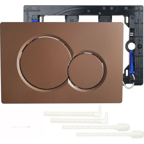 Plaque de chasse d'eau double Sigma 01 en or rose pour toilettes à double système de chasse, conception robuste en plastique avec contrôle intégré du volume d'eau pour une économie d'eau efficace. (1/2)