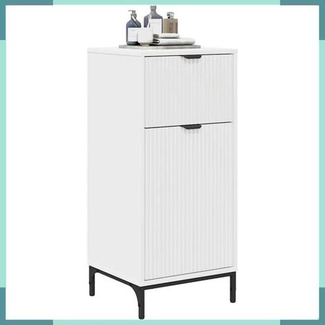 Cabinet de salle de bain - 883394 - Blanc - Avec tiroir et 2 portes - 39,5 x 36 x 88 cm (1/5)