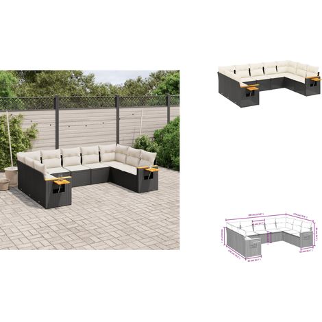 9-tlg. Garten-Sofagarnitur mit Kissen Schwarz Poly Rattan - Gartenmöbel - Sofasatz - Rattan Möbel - Outdoor Sofa - Lounge Set (1/3)