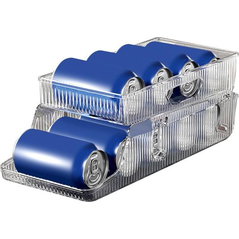 Organisateur de canettes pour réfrigérateur Distributeur empilable de canettes pour frigo - Bac transparent de rangement pour boissons de réfrigérateur pour hôtels appartements restaurants (1/5)