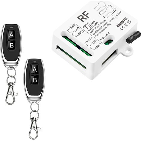 1 Kit Commutateur Sans Fil 433mhz,2 Canaux 10A DC 7-48V AC 12-36V,Moteur Lumière,Portail Garage