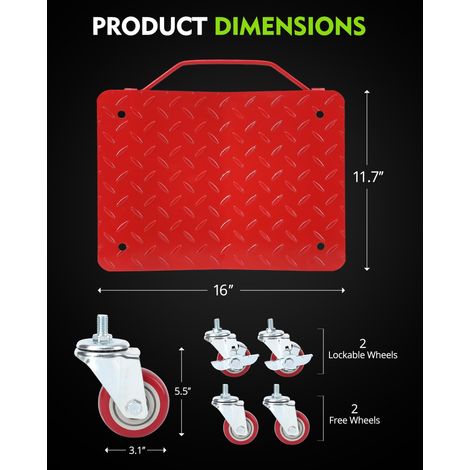 Rouleaux Auto 6000lbs - 360° Rotatif - Inox - 38D×30W×11H CM