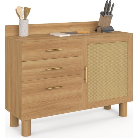 Niedriges Küchenbuffet 120 cm DENISE aus Rohrgeflecht (1/5)