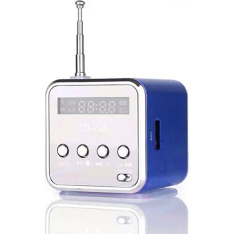 Mini radio FM portable avec écran LCD, haut-parleur stéréo, lecteur carte mémoire et batterie rechargeable (1/5)