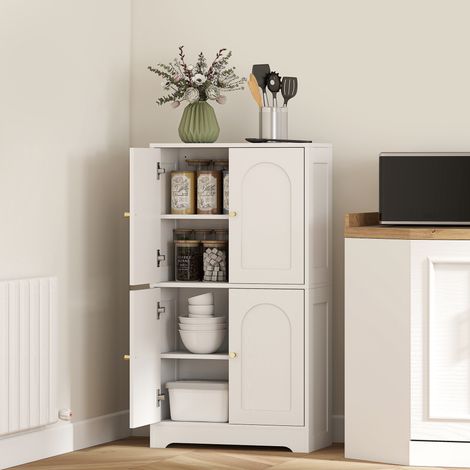 Buffet cuisine. meuble cuisine rangement avec 4 portes cintrées et 2 étagères réglables. 60 x 30 x 110 cm. blanc