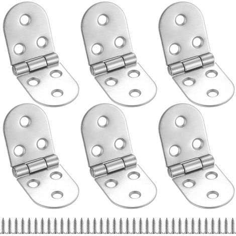 Set di 6 cerniere in acciaio inox, pieghevoli a 180 gradi, per porte e armadi. (1/5)