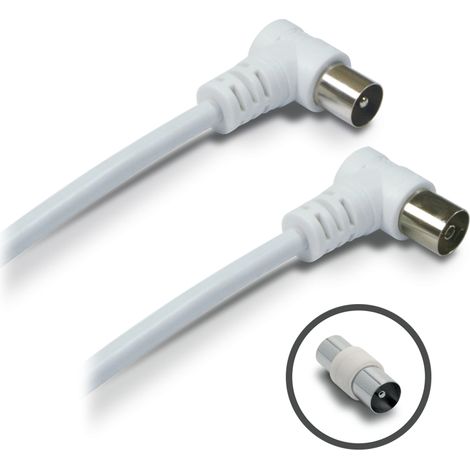 Metronic - Cable TV coaxial ø 9,52mm macho / hembra + adaptador m / m - blanco - 438009