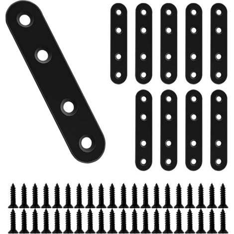 10 Stück 76x16 mm Flache Verstärkungswinkel aus Edelstahl zur Möbelbefestigung – Schwarz (1/5)