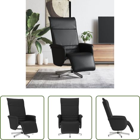 Liegeplatz -  Relaxsessel mit Fußteil Schwarz Kunstleder