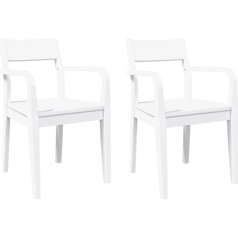 Lot de 2 Chaises de salle à manger - Chaises de cuisine blanc bois massif caoutchouc (1/5)