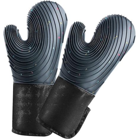 Ensemble de gants de cuisine en silicone résistants à la chaleur jusqu'à 500 degrés Fahrenheit, gants de cuisine antidérapants. (1/4)