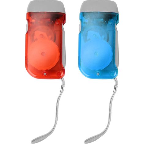 Lampe de poche LED manuelle à manivelle pour urgences, mini torche extérieure (rouge et bleu) (1/5)