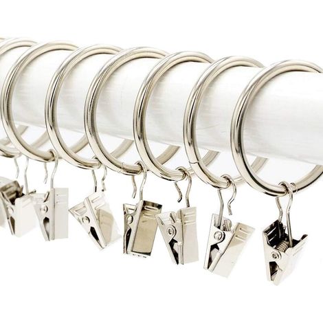 CSPARKV 20pcs Electroplated Silver Metal Curtain Buckles with Clips Inner Diameter 38mm (1/5)