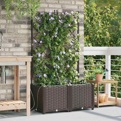 42002828 Cache-pot de jardin 2 pcs Marron Acier (1/5)