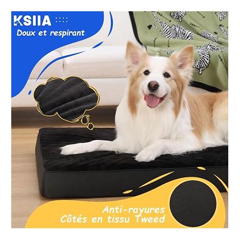 Panier Chien XXL, pour Chien Grande Taille, 119x73cm, Noir Coussin Déhoussable, Lit Chien Orthopédique, Tapis Chien avec Housse Amovible et Lavable en Machine, Fond Antidérapant (1/4)