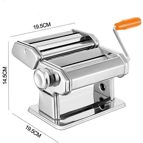 Wolketon Nudelmaschine Edelstahl, 2 Klingen 9 Dicken, manuell, für Lasagne Tagliatelle, Silber (1/4)